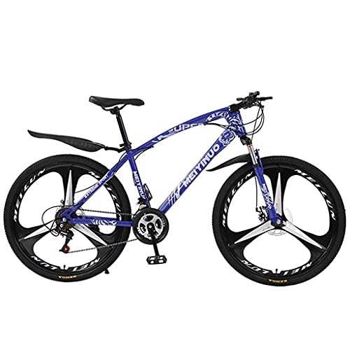 Mountain Bike : MENG Bike da 26 Pollici 21 / 24 / 27-Velocità per Uomo Cornice in Acciaio Al Carbonio con Doppio Disco Freno a Disco e Forchetta a Sospensione (Dimensioni: 21 Velocità, Colore: Bianco) / Blu / 27 Velocità