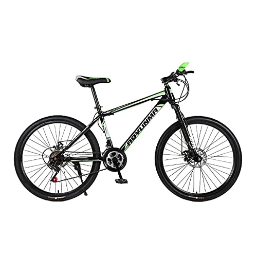 Mountain Bike : MENG Mountain Bike 21 Velocità Bicicletta da 26 Pollici Ruote Dual Disc Brake Bike per Adulti Mens Womens con Telaio in Acciaio Al Carbonio / Verde