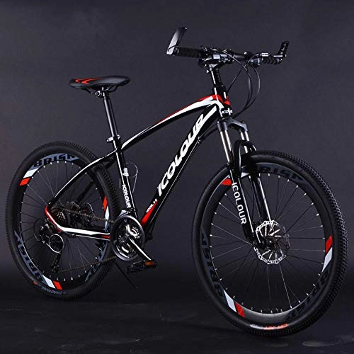 Mountain Bike : MOBDY Freni a Doppio Disco da 26 Pollici in Lega di Alluminio per Mountain Bike a velocità variabile con Assorbimento degli Urti per Uomo e Donna Bicicletta-Black_Red_24speed