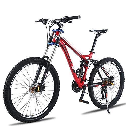 Mountain Bike : MOLINGXUAN Mountain Bike, Downhill Mountain Bike Biciclette per Adulti, Biciclette Lega di Alluminio di Fondo, 27-velocità Dual-Shock Morbida Tails, B