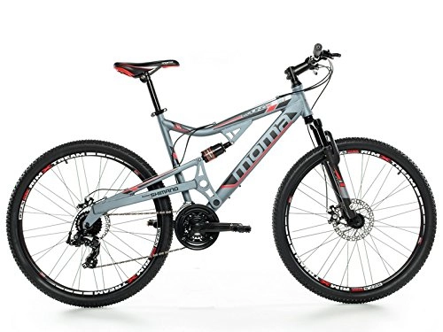 Mountain Bike : Moma bikes, Bicicletta Mountainbike 27, 5" MTB SHIMANO, alluminio, doppio disco e doppia sospensione