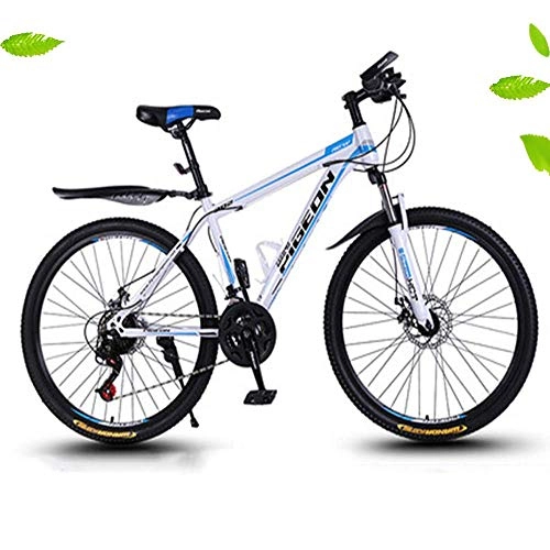 Mountain Bike : Mountain Bike, 26" Bicicletta Pieghevole, la Sospensione Completa Bici Mtb, 21 Velocità, Bianco / Nero, Bianco Blu