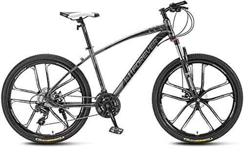Mountain Bike : Mountain Bike 26 Pollici for Adulti Assorbimento di Scossa Doppio Freno a Disco della Bicicletta Alto tenore di Carbonio della Struttura d'Acciaio Esterna off-Road (Color : Black Gray)
