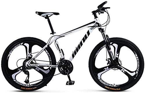 Mountain Bike : Mountain bike, 26 pollici maschio e femmina adulto mountain bike a velocità variabile da corsa bicicletta a tre ruote Telaio in lega con freni a disco (colore: bianco nero, dimensioni: 30 velocità)