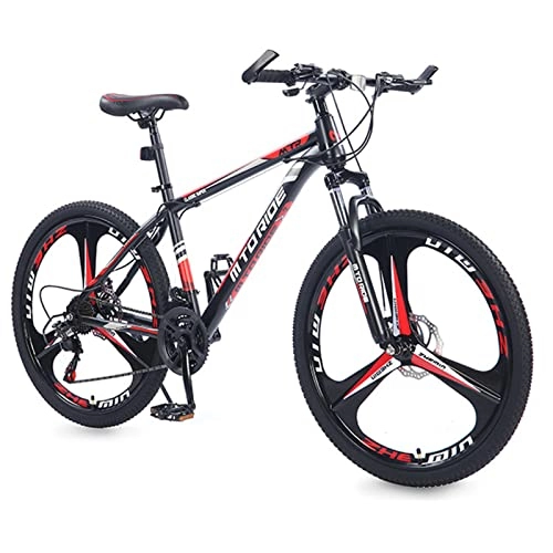 Mountain Bike : Mountain Bike a Sospensione Integrale Bici in Acciaio ad Alta Carbonio, Meccanico Dual Disc-Freni a Disco-Assorbimento Ammortizzatore Adulti Adulti Bicicletta MTB, 2 Black Red