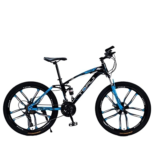 Mountain Bike : Mountain Bike Bicicletta per Adulti con Doppia Coda Morbida Ammortizzante Fondo in Acciaio ad Alto tenore di Carbonio (24 / 26 Pollici 21 / 24 / 27 velocità