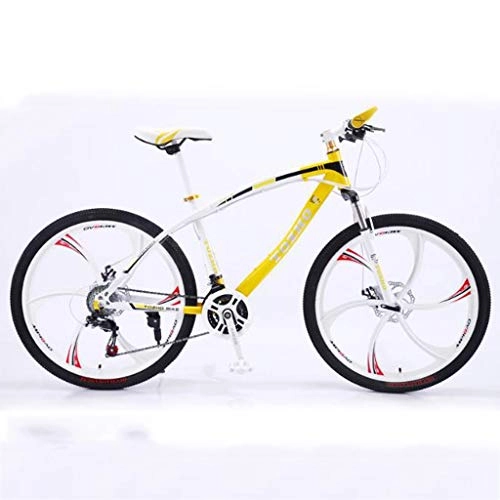 Mountain Bike : Mountain Bike Bicycle Bicicletta Bici 26" Ravine MTB acciaio al carbonio ammortizzante Biciclette da montagna doppio disco anteriore Sospensione 21 24 27 velocità ( Color : Yellow , Size : 24 Speed )