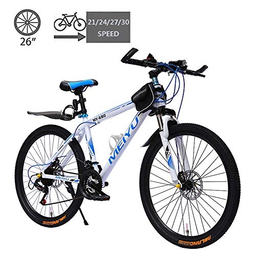 Mountain Bike : Mountain Bike Cambio Biciclette, Double Disc Lega di Alluminio Freni Dirt Bike Mountain Bike, 26 Pollici 21 / 24 / 27 / 30 velocità for Esterni Studente di Scuola AQUILA1125 ( Color : A , Size : 21 Speed )