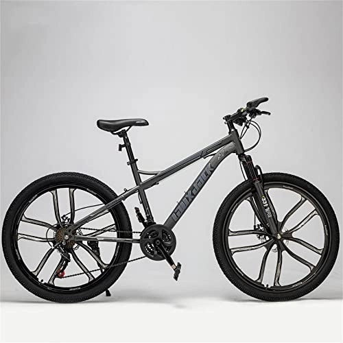 Mountain Bike : Mountain bike da 61 cm, mountain bike per adulti, bici da neve per uomini e donne, telaio in acciaio ad alto tenore di carbonio doppia sospensione completa freno a disco (24 velocità, grigio nero)