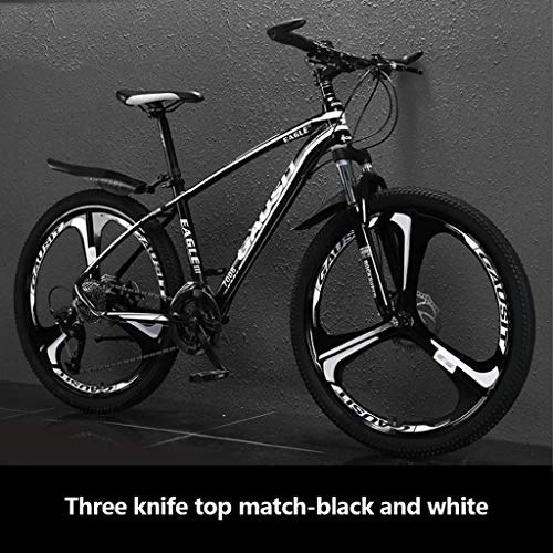 Mountain Bike : Mountain Bike for uomini e donne, in alluminio 24 pollici bicicletta, 27 / 30 Velocità MTB biciclette, doppio assorbimento degli urti, colori multipli ( Colore : Black and white , Taglia : 27 speed )