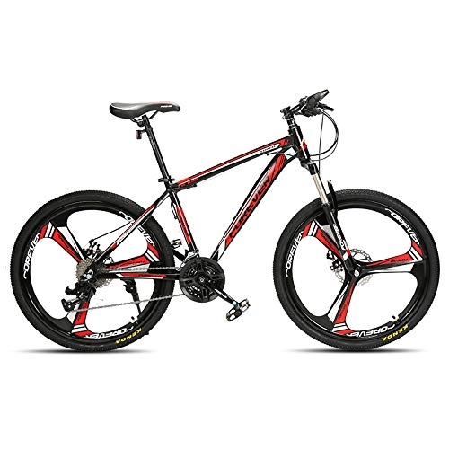Mountain Bike : Mountain Bike Freni a Disco Sport 26 Pollici 27 velocità Nero Rosso Acciaio al Carbonio