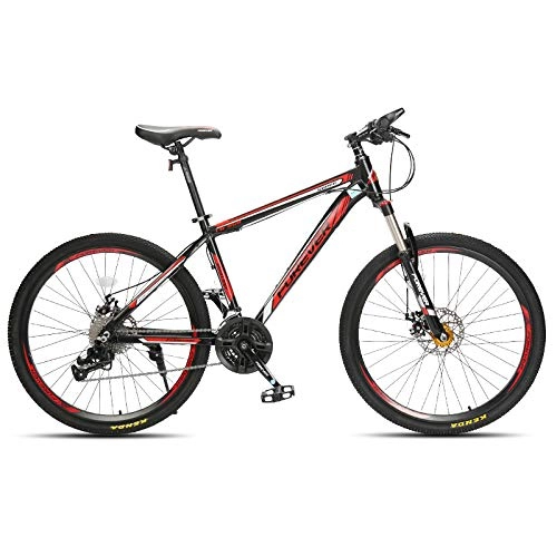 Mountain Bike : Mountain Bike Freni a Disco Sport 27, 5 Pollici 30 velocità Nero Rosso Lega di Alluminio