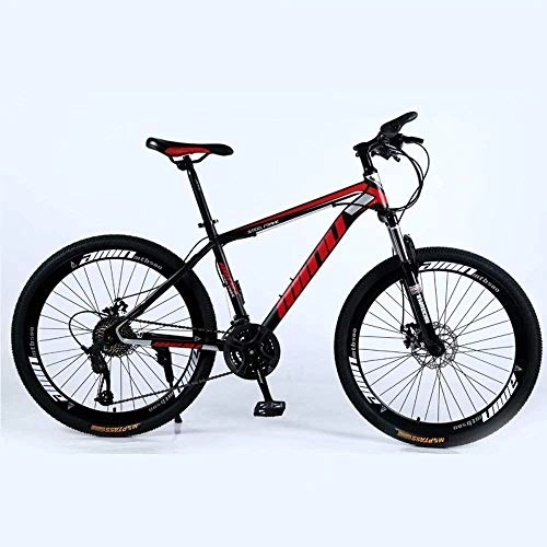 Mountain Bike : Mountain bike Mountain Bike 24 / 26 pollici con doppio freno a disco, Adulto MTB, Hardtail Bicicletta con sedile regolabile, ispessito acciaio al carbonio frame, Nero, Rosso, Ruota Ruota a razze, bici d