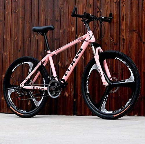 Mountain Bike : Mountain bike per adulti per giovani studenti bici da corsa su strada da città a doppio freno a disco fuoristrada bici da neve con ruote da 26 pollici bici da spiaggia-Velocità rosa -24_24 velocità