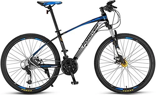 Mountain Bike : Mountain bike per mountain bike per adulti senza marchio Forever Hardtail con sedile regolabile, YE880, 26", 27 velocità, telaio in lega di alluminio, colore: nero-blu