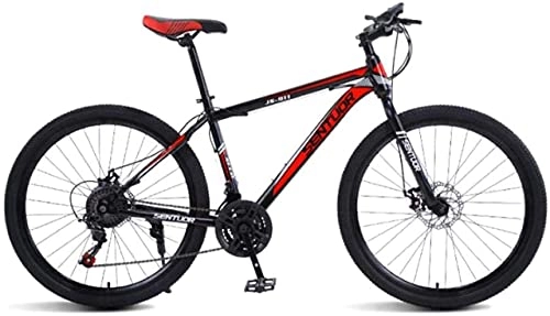 Mountain Bike : Mountain bike, ruota a raggi da 26 pollici per mountain bike fuoristrada bicicletta leggera da corsa a velocità variabile Telaio in lega con freni a disco (colore: nero rosso, dimensioni: 24 velocità)
