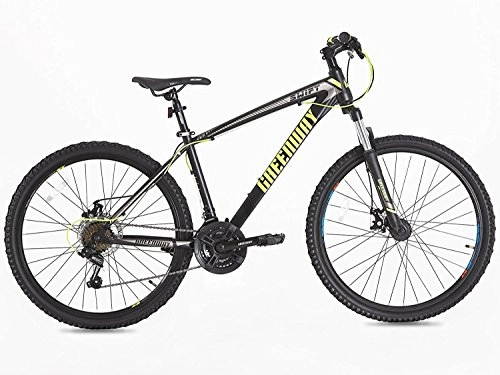 Mountain Bike : Mountain bike, telaio in acciaio, forcella, sospensione anteriore, misura 66 cm Greenway (66 cm), black / neon, 26