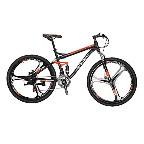 Mountain Bike : Mountain Bikes S7 27, 5" 21 Velocità a 3 Raggi Doppio Freno A Disco Sospensione Completa Mountain Bike MTB BlackOrange