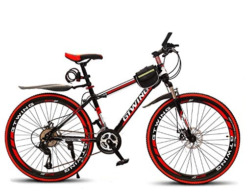 Mountain Bike : N / G doppio freno a disco hard tail mountain bike 21 / 24 / 27 velocità anteriore ammortizzatore bici (rosso, 21)