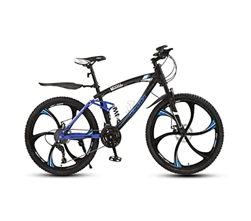 Mountain Bike : N&I Adult Mens 24 inch Mountain Bike Student Double Disc Brake City Bicycle High-Carbon Steel Snow Bikes Magnesium Alloy Integrated Wheels B 27 Speed a 30 Speed