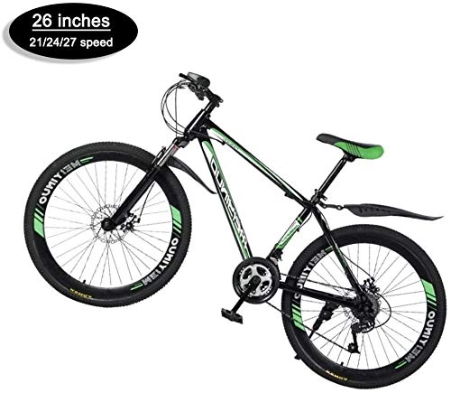 Mountain Bike : NENGGE Mountain Bike 26 Pollici con Doppio Freno a Disco, Adulto MTB, Hardtail Bicicletta con Sedile Regolabile, Ispessito Acciaio al Carbonio Telaio Spoke Wheel (Color : 26inch, Size : 27 Speed)