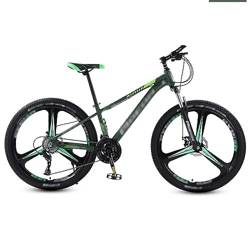 Mountain Bike : NYASAA Mountain bike da uomo e da donna, telaio in alluminio, forcella ammortizzata, freni a doppio disco meccanici, per gite, sport (green 26)