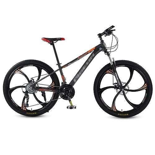 Mountain Bike : NYASAA Mountain bike per uomo e donna per adulti, telaio in acciaio ad alto tenore di carbonio con freno a doppio disco meccanico antiscivolo, adatto per uscire (orange 26)
