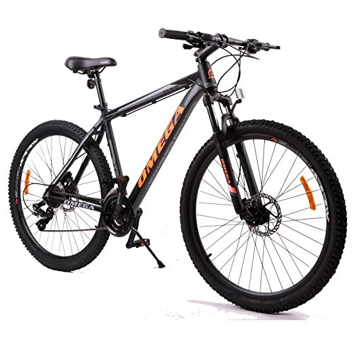Mountain Bike : OMEGA BIKES Bicicletta MTB Mountain Bike Duke 27.5 Dotato di Shimano, Alluminio, Freni a Disco hidraulico, 21 Velocita, Forcella Ammortizatta, per Adulti, Telaio 49cm (Nero / Arancio)