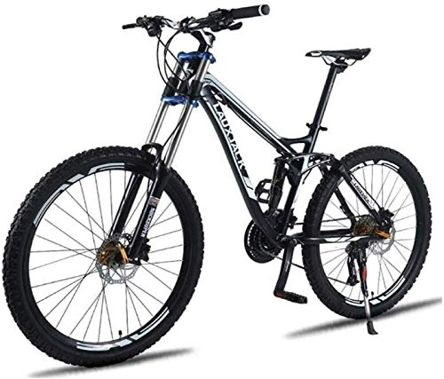 Mountain Bike : Outdoor MTB Bike, 26 Biciclette da Montagna inch Uomo, Alta Acciaio al Carbonio, Lega di Alluminio Telaio, Sospensione Doppia, con Doppio Freno A Disco (Color : Black, Size : 24 Speed)