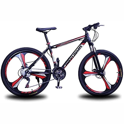 Mountain Bike : PhuNkz Bike Di Montagna da 26 Pollici per Adulti 21 / 24 / 27 Velocità Freno in Alluminio Leggero Freno a Doppia Sospensione / Red / 24 Speed