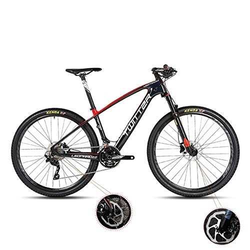 Mountain Bike : PXQ, mountain bike per adulti Carbon XC 22 accelera, con ammortizzatore di pressione dell'aria e freno della forcella anteriore, 26 / 27, 5", rosso, 27, 5" x 15, 5