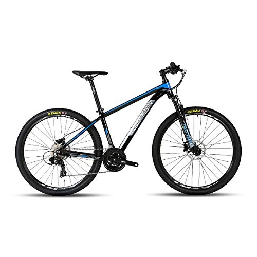 Mountain Bike : PXQ - Mountain bike per adulti da 26 / 27, 5", Shimano M310-24 velocità, con forcella anteriore ammortizzata e freno a disco idraulico, in lega di alluminio ultraleggera, blu, 66 x 15, 4 cm