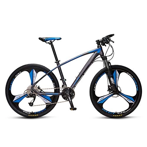 Mountain Bike : QMMD 33 velocità Mountain Bike, Adulti Hardtail Mountain Biciclette, 26 Pollici / 27.5 Pollici, Telaio Alluminio Bicicletta da Montagna, Front Suspension Mountain Bike, Blue 3 Spokes, 26 inch