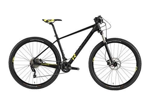 Mountain Bike : RAYMON 2019 - Bicicletta da Mountain Bike Nineray 7.0, 29", in Carbonio, Colore: Nero / Giallo, 47cm
