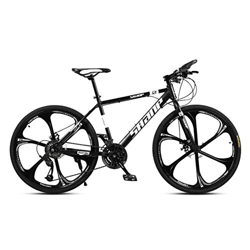 Mountain Bike : San Ren Mountain Bike, Biciclette per adulti, 21 velocità, Mountain Bike a sospensione completa, Hardtail Mountain Bike (6 coltelli ruota nera)