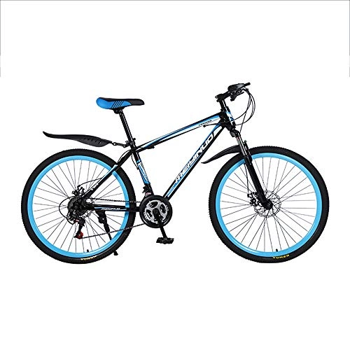 Mountain Bike : SANJIBAO Mountain Bike da 26 Pollici, Telaio in Acciaio Ad Alto Tenore di Carbonio, Bici da MTB A Sospensione Completa, Bicicletta Sedile Regolabile, Blu, 27 Speed