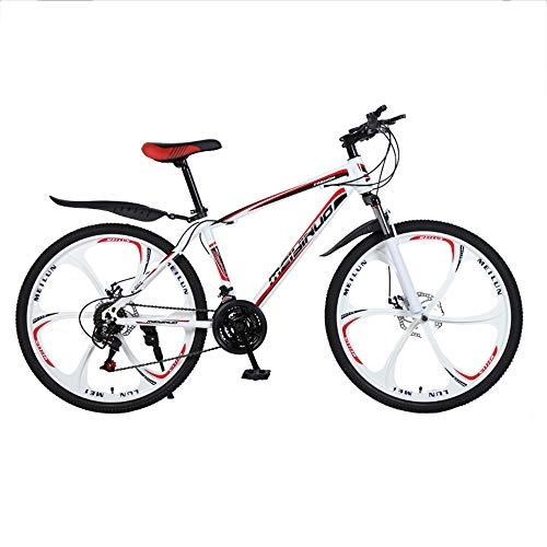 Mountain Bike : SANJIBAO Mountain Bike da 26 Pollici, Telaio in Acciaio Ad Alto Tenore di Carbonio, Bici da MTB A Sospensione Completa, Bicicletta Sedile Regolabile, Rosso, 21 Speed