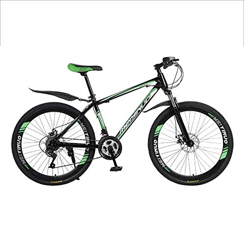 Mountain Bike : SANJIBAO Mountain Bike da 26 Pollici, Telaio in Acciaio Ad Alto Tenore di Carbonio, Bici da MTB a Sospensione Completa, Bicicletta Sedile Regolabile, Verde, 27 Speed