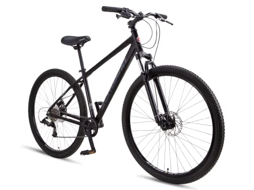Mountain Bike : Schwinn - Mountain bike Fleet per adulti, pneumatici da 29 pollici, telaio in lega leggera da 17 pollici, sospensione anteriore, 9 velocità, freni a disco, nero opaco
