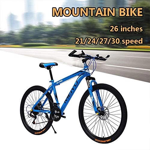 Mountain Bike : Shirrwoy 26 Pollici in Lega Gli Uomini MTB Rigida ATV Alluminio, Mountain Bike con Sospensione Anteriore del Sedile Regolabile, 21 / 24 / 27 / 30 velocità, Blu, 21 velocità