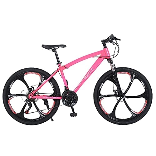 Mountain Bike : SHTST Bici da 26 Pollici, Struttura in Acciaio ad Alta Carbonio, Doppio Disco Bike Antiscivolo, 21 / 24 / 27 Leva del Cambio, Bici da Strada Urbana (Color : Pink)