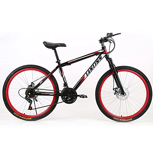 Mountain Bike : SHUI 26 Pollici Mountain Bike per Adulti, MTB Bici da Montagna Leggera a 21 velocità, Freni Anteriori E Posteriori Configurazione Standard Black Red