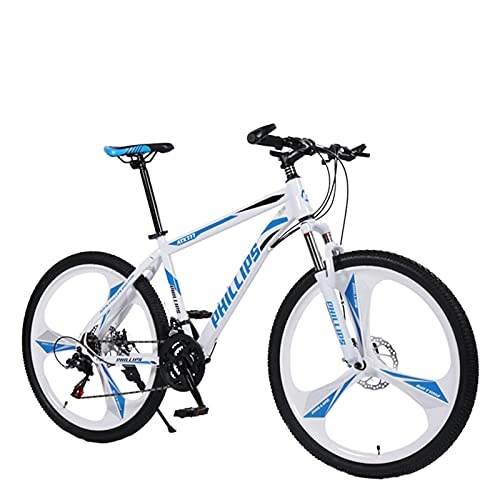 Mountain Bike : Story Mountain Bike 26 Pollici velocità variabile off Road Shock Double Disc Breke Student Bicycle (Color : White Blue, Size : 24speed)