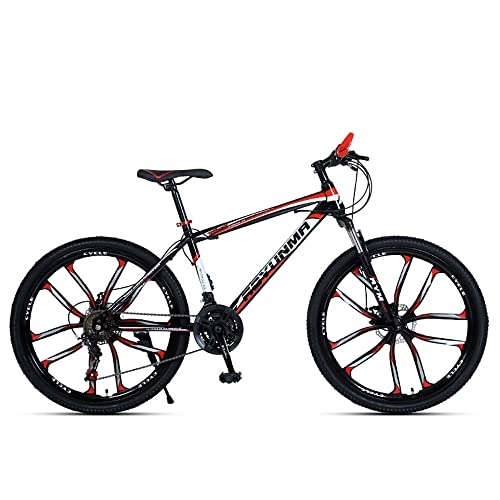 Mountain Bike : TAURU Mountain Bike a 21 velocità, mountain bike da uomo, guida all'aperto, doppio freno a disco (66 cm, rosso)