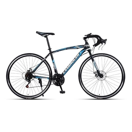 Mountain Bike : TiLLOw Bici da strada 700C Bicicletta for adulti a velocità variabile Bicicletta con doppio freno a disco ammortizzante (Color : BLACK-BLUE, Size : 21-SPEED_30MM)