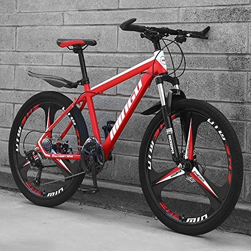 Mountain Bike : Uomo Mountain Bike, 24 Pollici Hardtail Bici MTB, Freno A Doppio Disco Telaio in Alluminio, Bicicletta da Montagna con Sospensione Anteriore E Sedile Regolabile Rosso - 3 Spoke 30 velocità