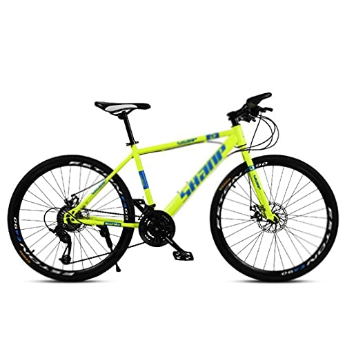 Mountain Bike : WANYE 26 Pollici in Alluminio Mountain Bike Shimano 21 / 24 / 27 / 30 velocità con Freno a Disco, MTB Professionale per Bici da Uomo, più Colori yellow-24speed