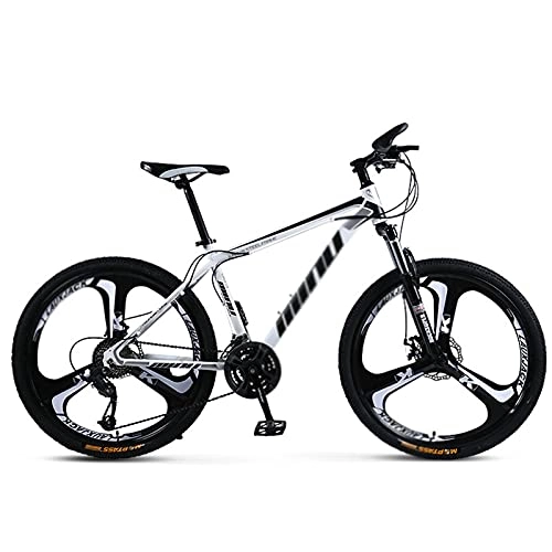 Mountain Bike : WANYE 26 Pollici Mountain Bike Alluminio 21 / 24 / 27 / 30 velocità con Telaio in Acciaio Ad Alto Tenore di Carbonio Freno a Disco 3 / 6 / 10 Raggi, MTB per Adulti E Adolescenti White black-24speed