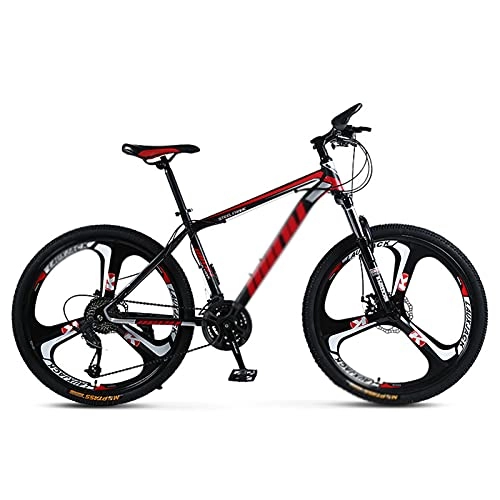Mountain Bike : WANYE 26 Ruote Mountain Bike Freni a Doppio Disco 21 / 24 / 27 / 30 velocità Sospensione Anteriore per Bicicletta da Uomo MTB (3 / 6 Razze) Black red-21speed
