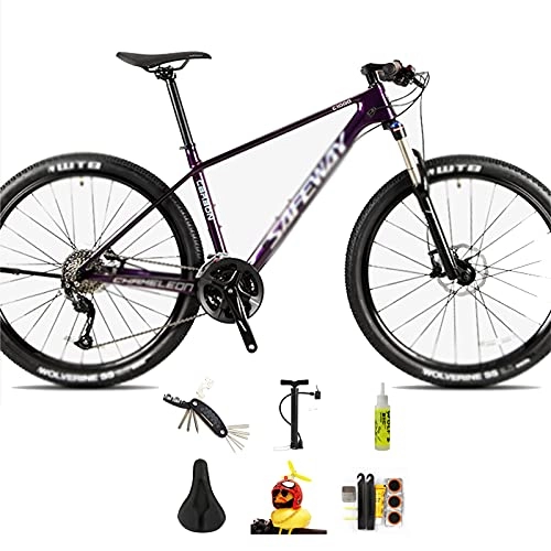 Mountain Bike : WANYE 27 velocità 27, 5 Pollici Mountain Bike in Lega di Alluminio E Acciaio Ad Alto Tenore di Carbonio con Borsa Regalo di Lusso, Pneumatico 2.1, per Bici da Esterno per U purple-27 Speed